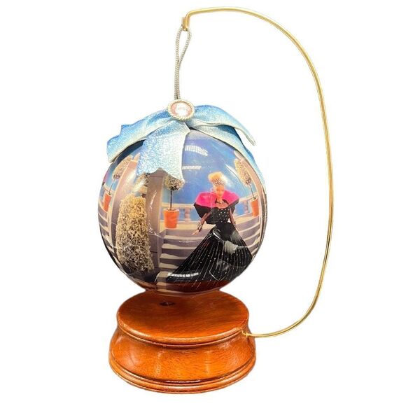 BARBIE Christmas Ornament with Wooden Stand 1998 Collectible 90s Matrix Vintage - Picture 1 of 7